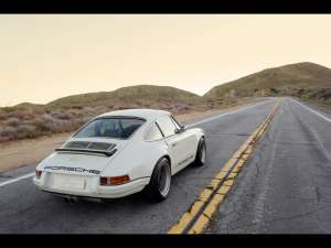White Singer Porsche 911 Rear Wallpaper