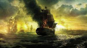 Pirates Ship on fire Wallpaper