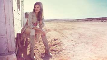 Adela Capova Beige Trench Coat Wallpaper